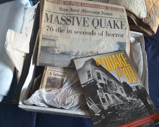 Massive Earthquake Newspapers Collection San Jose Mercury News, and The Quake of '89 Book.