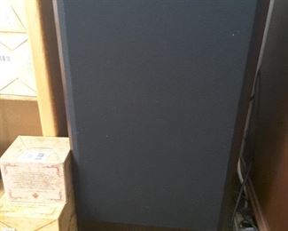 2nd Speaker to the Left of Wood Audio Cabinet, Vintage Speaker Infinity, SM-155. There are 2 Speakers.
