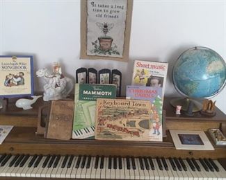 Cambridge/Colton Piano. Sheet Music, Rand McNally World Globe, Collectibles.