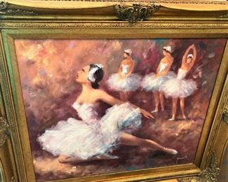 Beautifully framed "Ballet Dancers" (20" x 24") by Christian Jereczek (He was born in Berlin, Germany, in 1935 and died in 2003.)