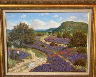 Manuel's trademark Redbird is found in each painting.  Can you find it?