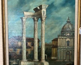 "Roman Forum" by Artist Poli  - This framed art is from the Warwick Hotel in Houston, Texas.