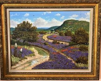 18" x 24" "Bluebonnets" by Texas Artist Manuel Garza
