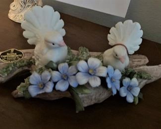 Capodimonte porcelain doves  made in Italy