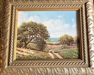 "Country Road" (8" x 10") - Texas scene by Daniel Maldonado, who grew up in Del Valle, Texas. Maldonado's use of open space and his studies of natural light make you feel that you are out in the open air.