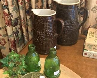 Brown stoneware pitchers