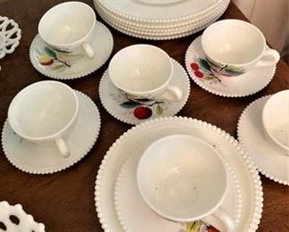 Westmoreland milk glass with beaded edge 