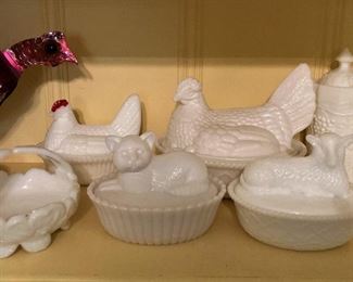 Milk glass nesting selections