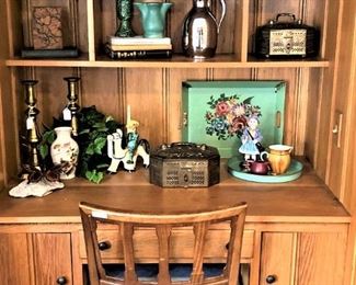 This built in desk provides display space.