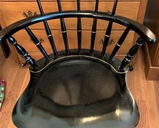 Black Windsor chair with gold-toned stenciling