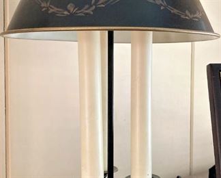 Vintage black metal tole table lamp 