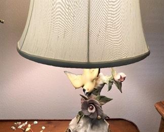 Bird and floral porcelain lamp