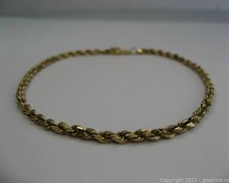 Nice Rope Chain Bracelet in 14kt Yellow Gold