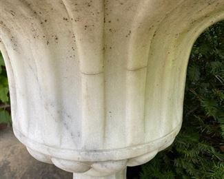  Pair of antique marble urns                                                                25"h x 22" diameter