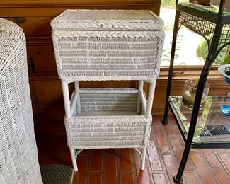 Was $125.00 Now $62.50 Wicker lift-top stand                                                                                 29"h x 14"w x 10 1/2"d