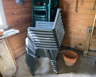 Was $75.00 Now $37.50 Stack of 7 charcoal resin chairs
