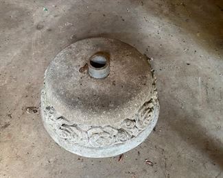  Vintage cast stone umbrella stand 5"h x 12" diameter  post hole 1 1 /2" diameter
