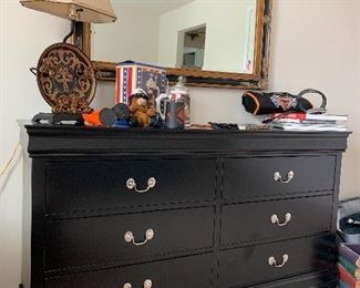 LIKE NEW BLACK BEDROOM DRESSER, CHEST AND NIGHTSTAND