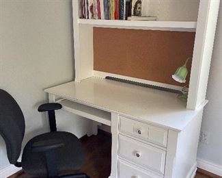 Pottery Barn desk with hutch (78" x 52" x 27") $250, black office chair $50