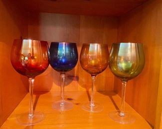 set of 4 color wine glasses - set $20