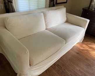 Pottery Barn slip-covered sofa (33" x 80" X 38") $350