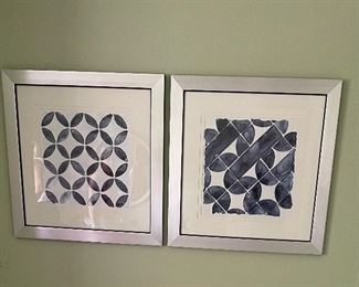 set of prints in silver painted wood frames (23.5" square) set $175