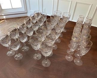 Lenox crystal glasses with gold rim:  12 wine, 12 water, 12 champagne - ALL 36 for $500