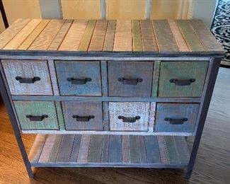 8 drawer console table with lower shelf (32" x 37.5" x 15")  $90