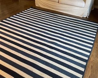Large thick indoor/outdoor navy and white stripped  (9 x 13) $200