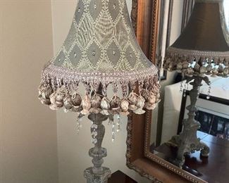 table lamp with crystal beads and fringe $40