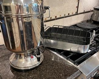 Farberware coffee urn - $30, large roasting pan $30