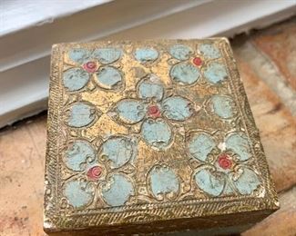 $20 - Decorative gilded box; 1.5"H x 3" square