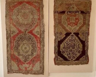 Pair of framed antique rugs - priced separately