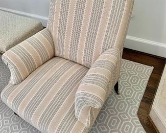 $295 - Custom upholstered arm chair #2; 35"H x 31"W x 34"D. Height to seat is approx. 14" 