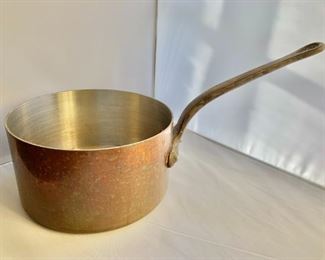 $175 - Vintage Copper Sauce Pan with Iron Handle #1 - Made in France - If you don't want to cook with it, hang it in your kitchen! 5" H x 15"W with handle