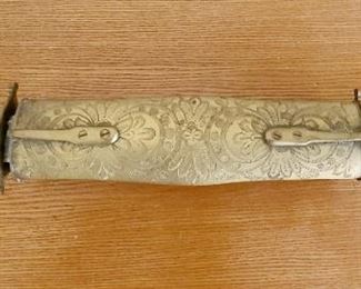 2 of 2  Antique All Brass Carving Set Made In India Engraved