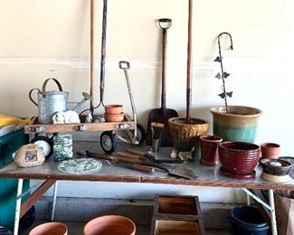 Great Vtg. garden tool and Potting items