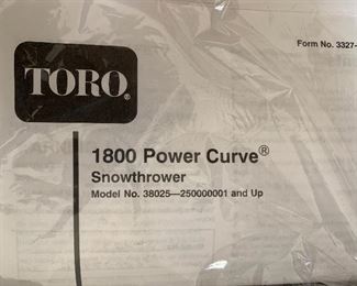 Toro Elec 1800 Power Curve snowthrower