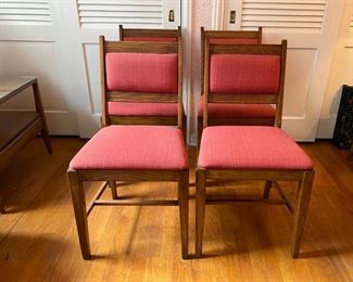 Set of 4 antique oak upholstered side chairs 