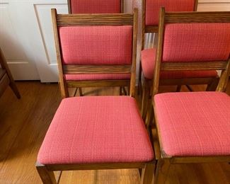 Set of 4 antique oak upholstered side chairs 
