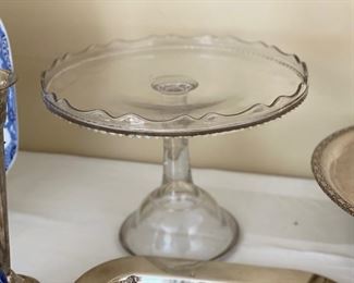 antique glass cake plate