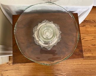 Silver-plate and glass revolving plate