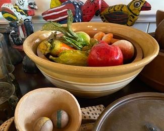 Antique mixing bowl & papier mâché fruit                         (sold separately)
