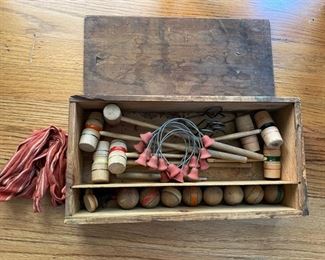 Antique toy croquet set