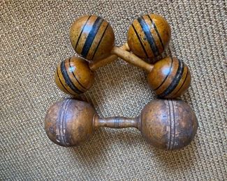 Antique wood hand weights