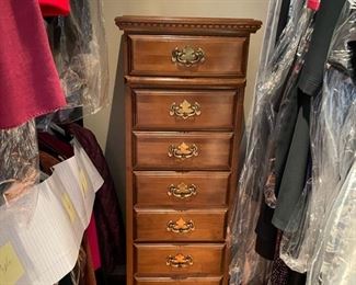 Lingerie chest tucked away in a closet full of St. John clothing! Measures 18" W x 15" D x 50" H.