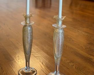 Pair of Murano glass candlesticks. Photo 1 of 4. 