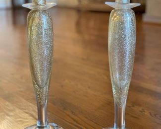 Pair of Murano glass candlesticks. Photo 2 of 4. 