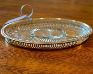 Silver-plate serving pieces. 