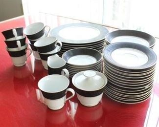 Black White Mikasa Dinnerware Set Ambassador Pattern